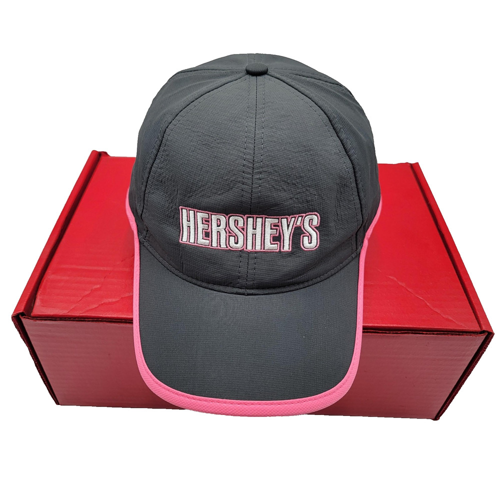 Hershey's Hat Cap Strap Back Gray Pink Embroidered Logo One Size Mens Womens